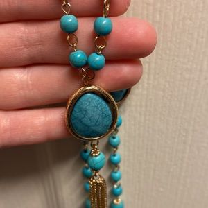 Turquoise beaded necklace - 20 inches